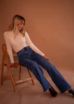 Sale Jeans Warry Bleu - Taille Haute - ÉvaséEasy Clothes Femme Jeans