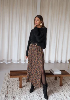 Outlet Jupe Bridget - noire à fleursEasy Clothes Femme Jupes & Shorts