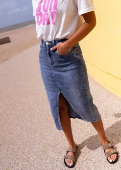 Store Jupe Caméo en jeans | Jupe midi en jeans | Prêt-à-porter en ligne | Easy Clothes Femme Jupes & Shorts