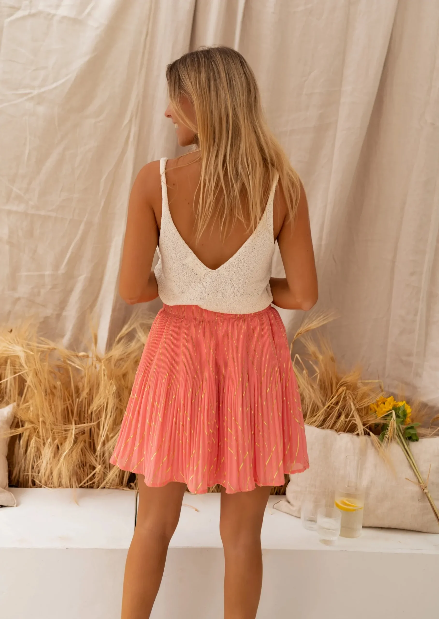 Clearance Jupe Daffy - Corail & Doré - Vêtements Fashion Femme 2023Easy Clothes Femme Jupes & Shorts