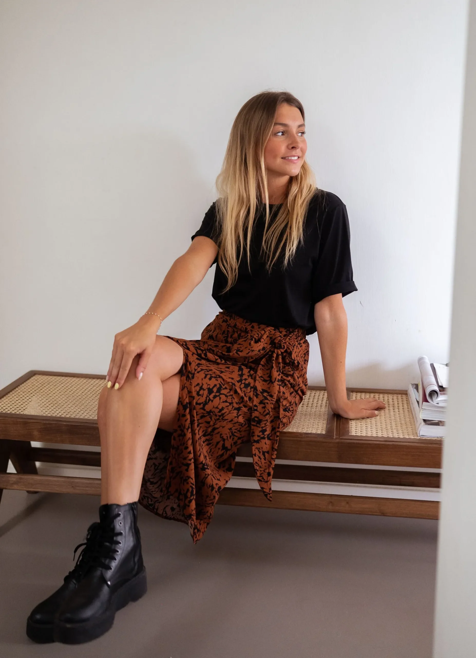 Outlet Jupe Dion - brique à motifs noirsEasy Clothes Femme Jupes & Shorts