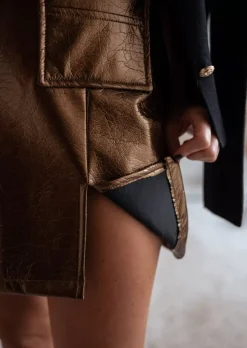 New Jupe EGE - Bronze - Effet Vinyl - Création Easy Clothes Femme Jupes & Shorts