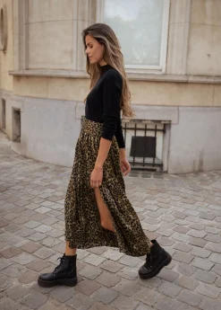 Discount Jupe Rosalie - à motifs léopard kakiEasy Clothes Femme Jupes & Shorts