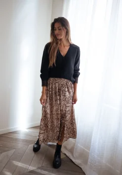Clearance Jupe Rosalie - chocolat à motifs serpentEasy Clothes Femme Jupes & Shorts