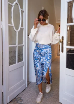 Outlet Jupe Sax zebrée - bleue et écrueEasy Clothes Femme Jupes & Shorts