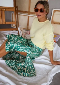 Clearance Jupe Sax zebrée verte et écrue | Jupe zébrée satinée | Prêt-à-porter en ligne | Easy Clothes Femme Jupes & Shorts