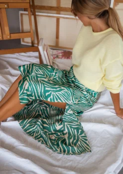 Clearance Jupe Sax zebrée verte et écrue | Jupe zébrée satinée | Prêt-à-porter en ligne | Easy Clothes Femme Jupes & Shorts