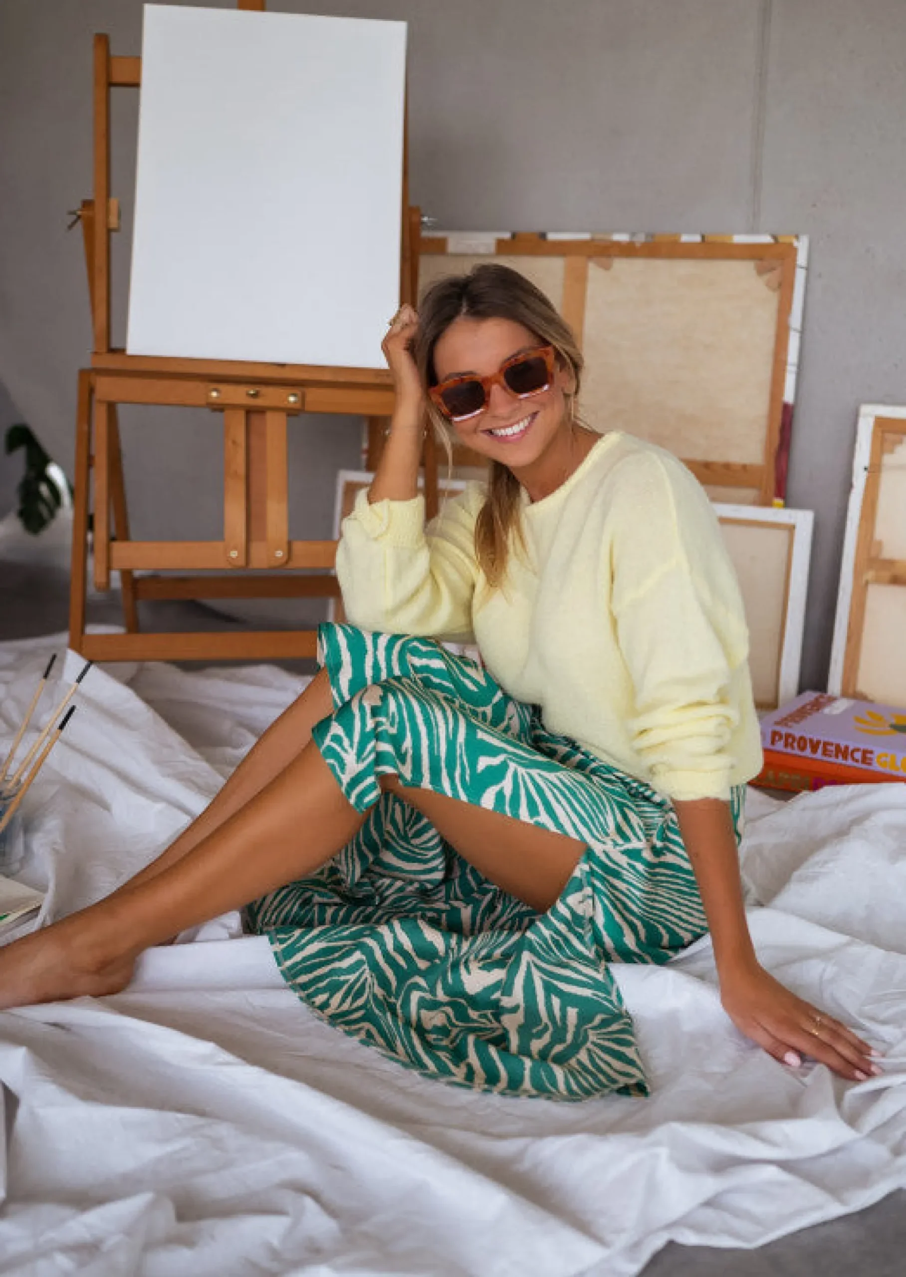 Clearance Jupe Sax zebrée verte et écrue | Jupe zébrée satinée | Prêt-à-porter en ligne | Easy Clothes Femme Jupes & Shorts