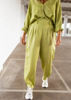 Cheap Pantalon Chandler vert olive | Pantalon large satiné | Prêt-à-porter en ligne | Easy Clothes Femme Pantalons