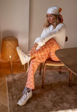 Outlet Pantalon Curtis - orange à motifsEasy Clothes Femme Pantalons