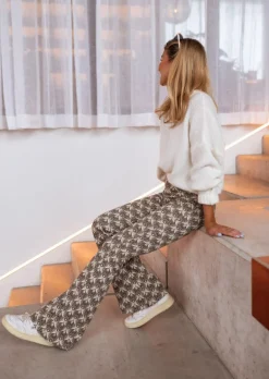 Best Sale Pantalon Curtis kaki à motifs | Pantalon évasé à motifs | Prêt-à-porter en ligne | Easy Clothes Femme Pantalons