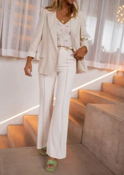 Best Pantalon Edison écru | Pantalon classique évasé | Prêt-à-porter en ligne | Easy Clothes Femme Pantalons