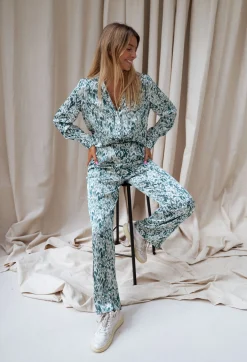 Fashion Pantalon Horace - vert à motifsEasy Clothes Femme Pantalons