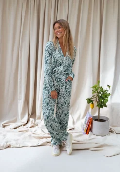 Fashion Pantalon Horace - vert à motifsEasy Clothes Femme Pantalons