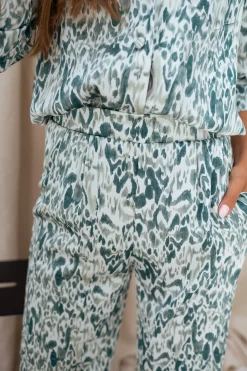 Fashion Pantalon Horace - vert à motifsEasy Clothes Femme Pantalons