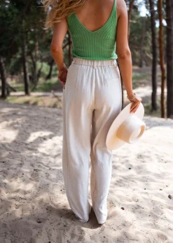 Outlet Pantalon Joey - en lin beigeEasy Clothes Femme Pantalons