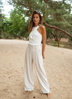 Outlet Pantalon Joey - en lin beigeEasy Clothes Femme Pantalons