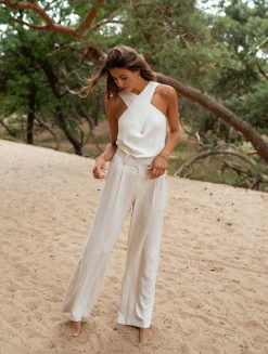 Outlet Pantalon Joey - en lin beigeEasy Clothes Femme Pantalons