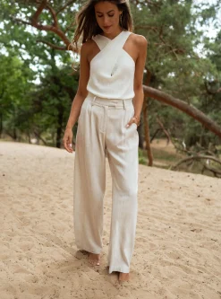 Outlet Pantalon Joey - en lin beigeEasy Clothes Femme Pantalons