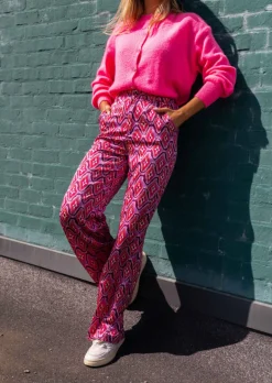 Fashion Pantalon Lupa rose à motifs | Pantalon large fluide | Prêt-à-porter en ligne | Easy Clothes Femme Pantalons