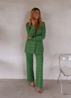 Discount Pantalon Peter - vert à motifsEasy Clothes Femme Pantalons