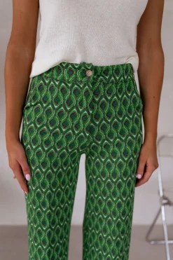 Discount Pantalon Peter - vert à motifsEasy Clothes Femme Pantalons