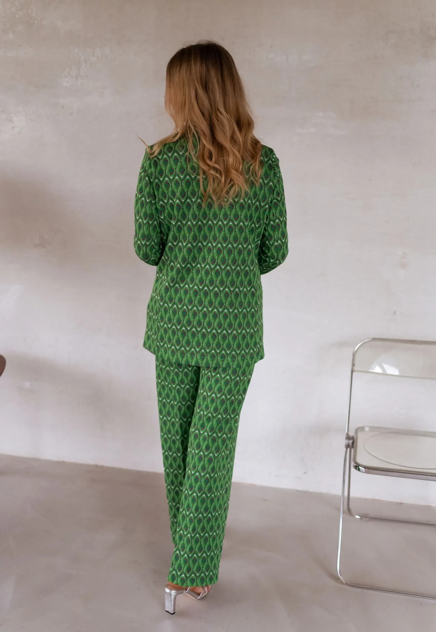 Discount Pantalon Peter - vert à motifsEasy Clothes Femme Pantalons