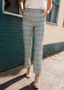 Clearance Pantalon Sanah vert à motifs | Pantalon droit coloré | Prêt-à-porter en ligne | Easy Clothes Femme Pantalons