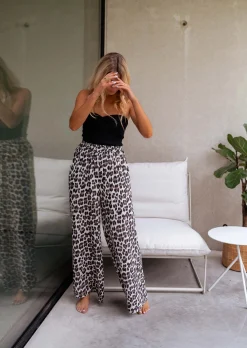 Flash Sale Pantalon Shiva léopard en gaze de coton | Pantalon fluide à motifs | Prêt-à-porter en ligne | Easy Clothes Femme Pantalons