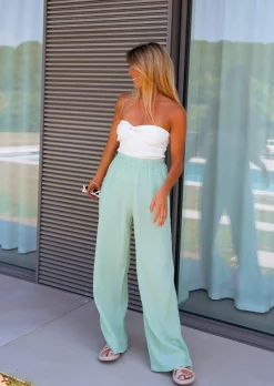 Discount Pantalon Shiva vert d’eau en gaze de coton | Pantalon ample de coton | Prêt-à-porter en ligne | Easy Clothes Femme Pantalons