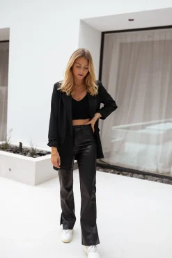 Hot Pantalon simili cuir Rafi - noirEasy Clothes Femme Pantalons