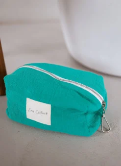 Cheap Pochette Easy Clothes CREATION - bleu émeraude en lin Sacs & Pochettes