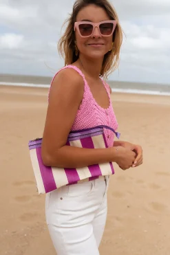 Fashion Pochette Taylor à lignes rose | Pochette lignée | Prêt-à-porter en ligne | Easy Clothes Sacs & Pochettes