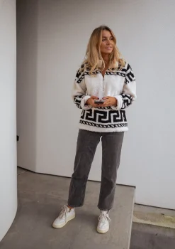 Hot Polar Gine - écru à motifs noirEasy Clothes Femme Pulls & Gilets