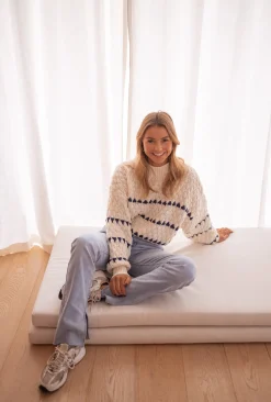 Outlet Pull - Fanchon - écru - bleuEasy Clothes Femme Pulls & Gilets