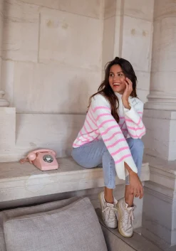 Store Pull Abba - écru et roseEasy Clothes Femme Pulls & Gilets