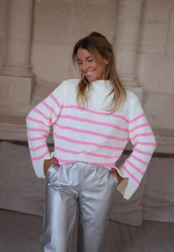 Store Pull Abba - écru et roseEasy Clothes Femme Pulls & Gilets