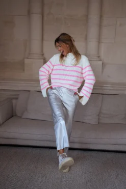 Store Pull Abba - écru et roseEasy Clothes Femme Pulls & Gilets