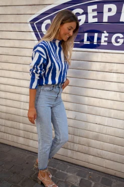 Flash Sale Pull Amine - bleu zébréEasy Clothes Femme Pulls & Gilets