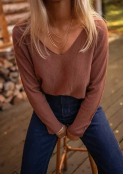 Hot Pull Bouma - Chocolat - Col VEasy Clothes Femme Pulls & Gilets