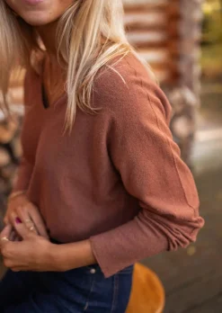 Hot Pull Bouma - Chocolat - Col VEasy Clothes Femme Pulls & Gilets