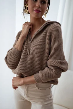 Outlet Pull Eddy - taupeEasy Clothes Femme Pulls & Gilets