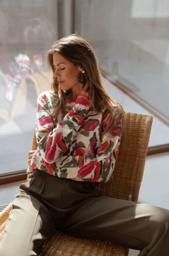 Outlet Pull Elone - écru à motifsEasy Clothes Femme Pulls & Gilets