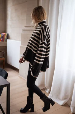 Hot Pull Genna à lignes - noir et écruEasy Clothes Femme Pulls & Gilets