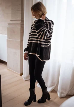 Hot Pull Genna à lignes - noir et écruEasy Clothes Femme Pulls & Gilets