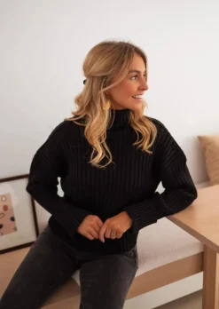 Discount Pull Georgia Noir - Col Roulé - DouxEasy Clothes Femme Pulls & Gilets