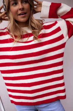 Cheap Pull Larry - Écru à lignes rougesEasy Clothes Femme Pulls & Gilets