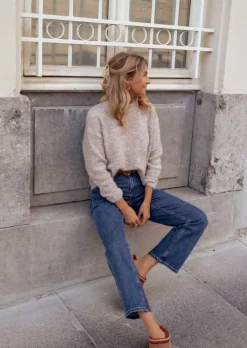 Cheap Pull Lille Taupe - Col Montant - Coupe DroiteEasy Clothes Femme Pulls & Gilets