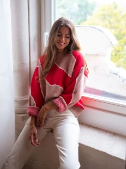 Online Pull Maleka - rouge et vieux roseEasy Clothes Femme Pulls & Gilets
