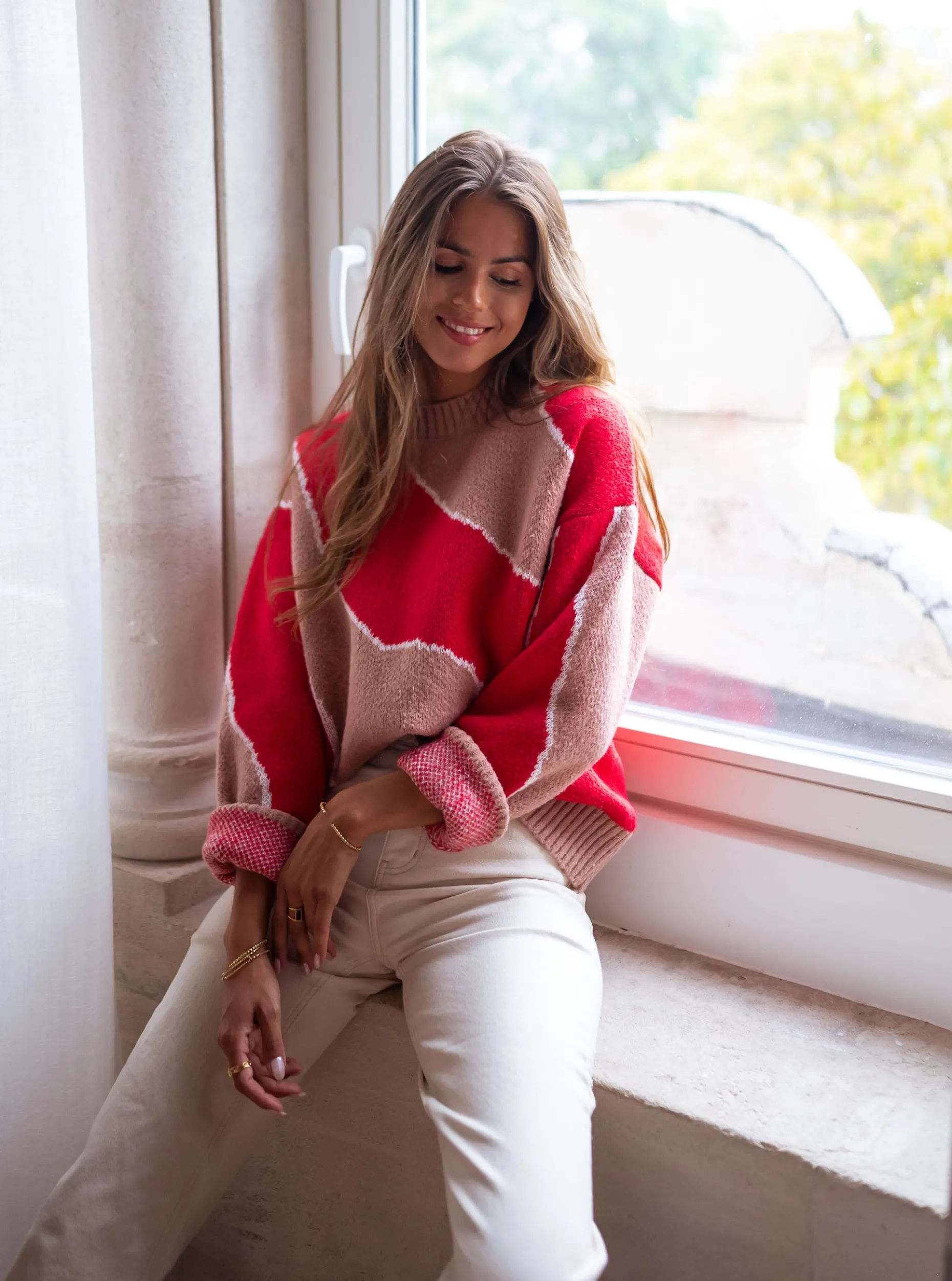 Online Pull Maleka - rouge et vieux roseEasy Clothes Femme Pulls & Gilets